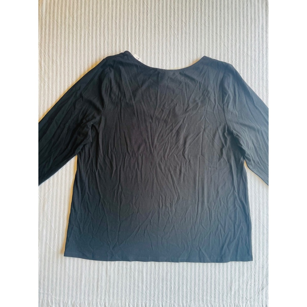Reitmans Rock & Shine Black Ribbed Square Neck Long Sleeve Top Womens 2X NEW - Picture 8 of 9